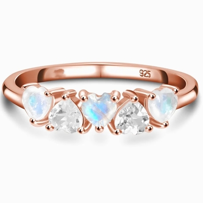 925 Sterling Silver Rainbow Jewelry Moonstone Blauwe Natuurlijke Moonstone Ring