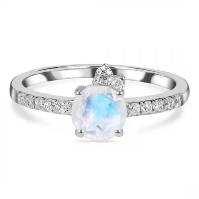 Van de Regenboogmoonstone van de glamour Hete Manier Natuurlijke Vrouwen 925 Sterling Silver Jewelry Ring