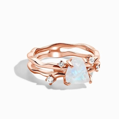 Vrouwen 925 Sterling Silver Natural Blue Moonstone Ring Moonstone Jewelry Design