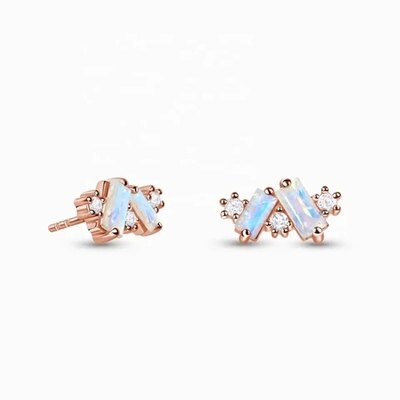 De in het groot 925 Geplateerde Vrouwen van Sterling Silver Jewelry 14K Goud bengelen de Dalingsoorringen van Oorringen Natuurlijke Moonstone