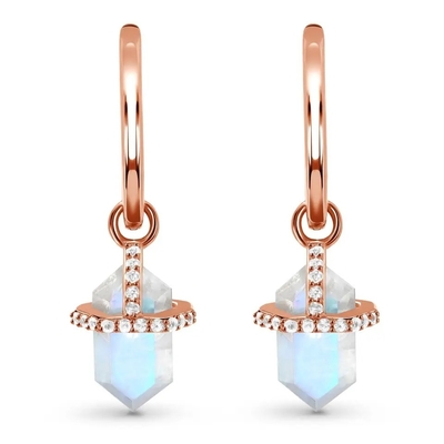 925 Sterling Silver Natural Stone Jewelry de Zeshoek sneed Blauwe de Nageloorringen van Regenboogmoonstone
