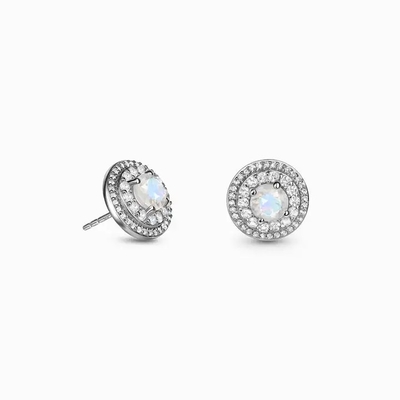 925 Sterling Silver Natural Moonstone Jewelry facetteerden de Blauwe Oorringen van de de Halonagel van Moonstone Dubbele