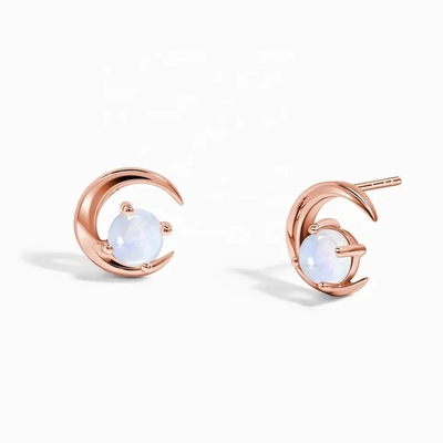 925 Sterling Silver Natural Moonstone Jewelry facetteerden de Blauwe Oorringen van de de Halonagel van Moonstone Dubbele