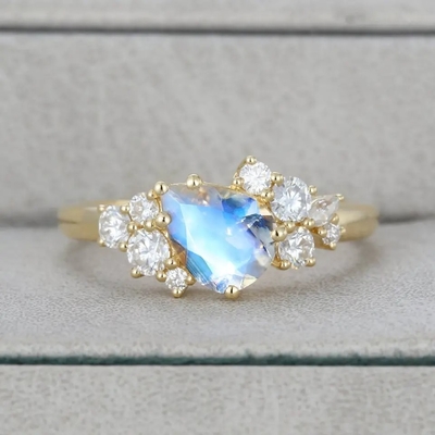 De verlovingsring 18k gouden Zilveren Ring Natural Gemstone Jewelry van perenmoonstone
