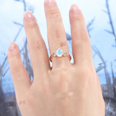 Natuurlijke Moonstone-Halfedelstenen 925 de Zilveren Besnoeiing van de de Ringen Echte Peer van Verjaardagsjuwelen