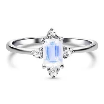 De Overeenkomst Diamond Rings 925 van regenboogmoonstone Sterling Silver