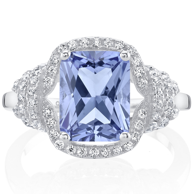 Het natuurlijke 2 ct Kussen sneed Tanzanite-Cocktailring in Sterling Silver-het Witgoud van Overeenkomstenring in 18K
