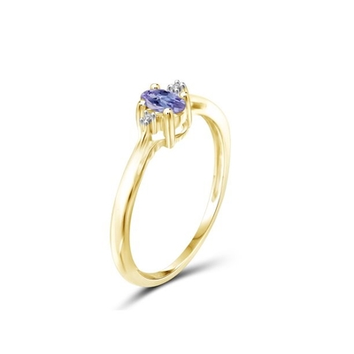 0,25 Karaat Tanzanite 0,925 Sterling Silver Ring Jewelry met Wit Diamond Accent