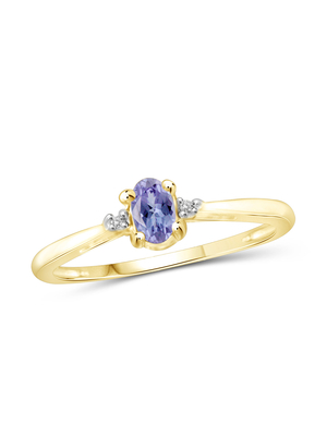 0,25 Karaat Tanzanite 0,925 Sterling Silver Ring Jewelry met Witte Diamant – Halfedelsteenringen met Hypoallergenic