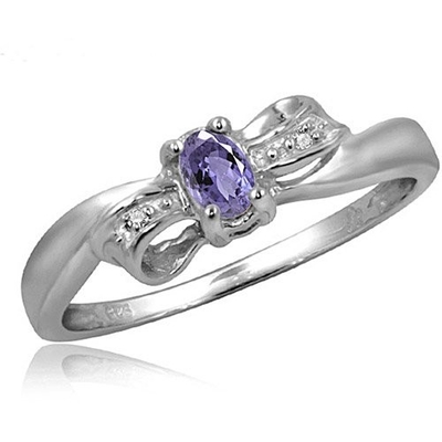 0,25 Karaat Tanzanite 0,925 Sterling Silver Ring Jewelry met Witte Diamant – Halfedelsteenringen met Hypoallergenic