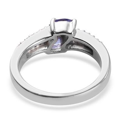 0,25 Karaat Tanzanite 0,925 Sterling Silver Ring Jewelry met Witte Diamant – Halfedelsteenringen met Hypoallergenic