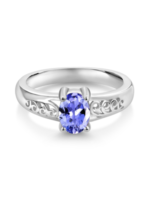 0,25 Karaat Tanzanite 0,925 Sterling Silver Ring Jewelry met Witte Diamant – Halfedelsteenringen met Hypoallergenic
