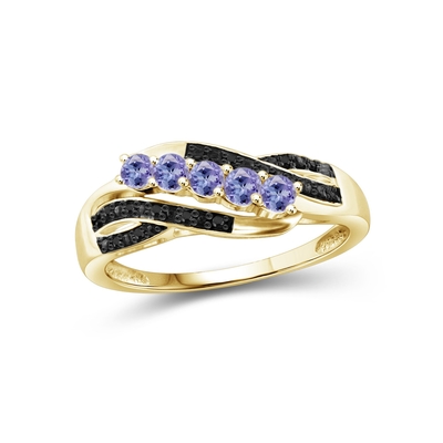 1 karaat Tanzanite en Accent Wit Diamond Sterling Silver Engagement Ring