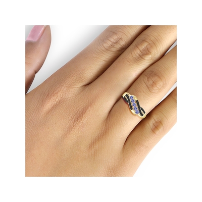 1 karaat Tanzanite en Accent Wit Diamond Sterling Silver Engagement Ring