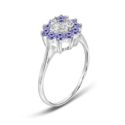 Ross-Simons 2,50 ct. t.w. Tanzanite en .20 ct. t.w. Witte Zircon-Ring in Sterling Silver