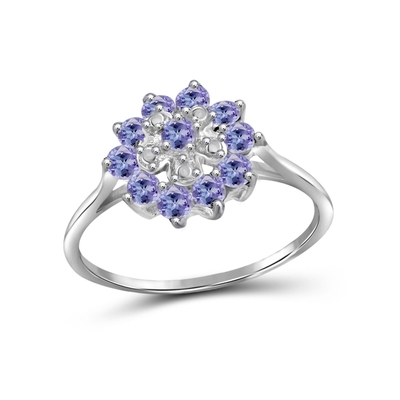Van het Ontwerpjewelersclub Tanzanite van de takbloem de Ring Sterling Silver Ring Jewelry met Wit Diamond Accent