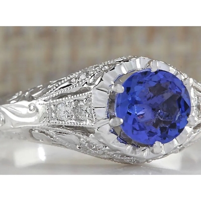 Natuurlijke Gesimuleerde Tanzanite-Ring in de Alternatieve Verlovingsring van Sterling Silver - van Artsy - Met de hand gemaakte Trouwring