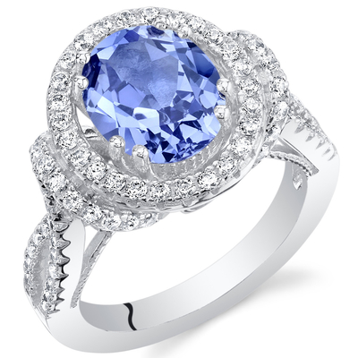 Natuurlijke Gesimuleerde Tanzanite-Ring in de Alternatieve Verlovingsring van Sterling Silver - van Artsy - Met de hand gemaakte Trouwring
