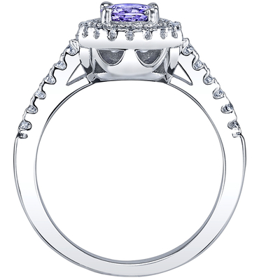 1ct rechthoekige Tanzanite-Achthoekring in Echt Zilveren 18K-Witgoudplateren over Zilver
