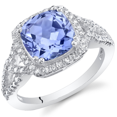 1ct rechthoekige Tanzanite-Achthoekring in Echt Zilveren 18K-Witgoudplateren over Zilver
