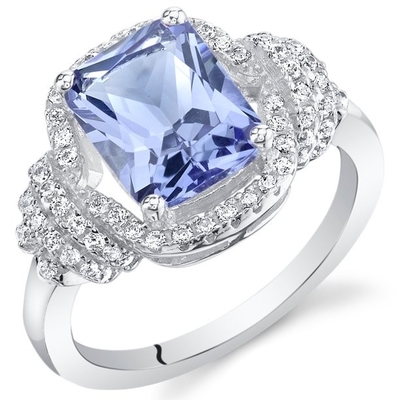 Juweliersclub 1/4 Carat T.G.W. Tanzanite And White Diamond Accent Sterling Silver Ring