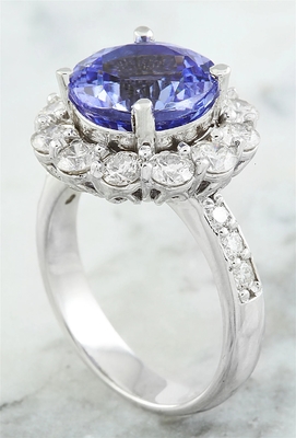 Juweliersclub 1/4 Carat T.G.W. Tanzanite And White Diamond Accent Sterling Silver Ring