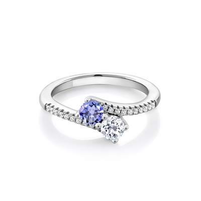 Het Platina van SShoplc Vrouwen meer dan 925 Zilveren Blauwe Tanzanite Birthstone Zircon Ring Size 8 Giften