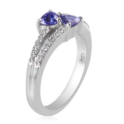 Het Platina van SShoplc Vrouwen meer dan 925 Zilveren Blauwe Tanzanite Birthstone Zircon Ring Size 8 Giften