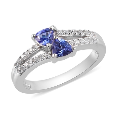 Het Platina van SShoplc Vrouwen meer dan 925 Zilveren Blauwe Tanzanite Birthstone Zircon Ring Size 8 Giften