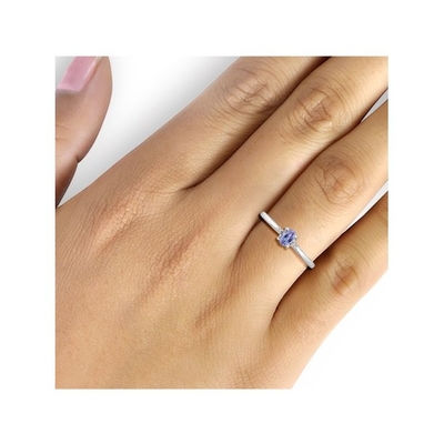 Gem Stone King 0,18 Ct Blauwe Tanzanite 925 Sterling Silver Ring met Gele Gouden de Riekenring van 10K