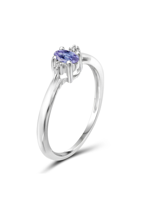 Gem Stone King 0,18 Ct Blauwe Tanzanite 925 Sterling Silver Ring met Gele Gouden de Riekenring van 10K