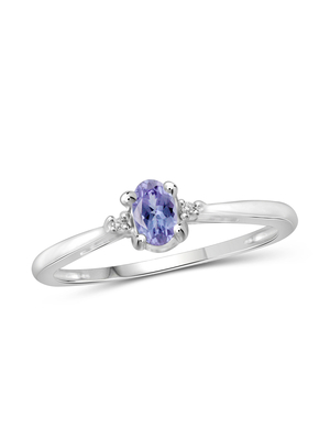 Gem Stone King 0,18 Ct Blauwe Tanzanite 925 Sterling Silver Ring met Gele Gouden de Riekenring van 10K