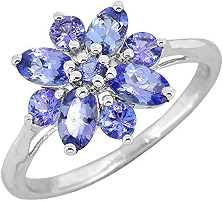 0,25 Karaat Tanzanite met Sterling Silver Ring Jewelry met Wit Diamond Accent
