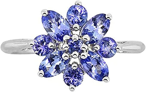 0,25 Karaat Tanzanite met Sterling Silver Ring Jewelry met Wit Diamond Accent