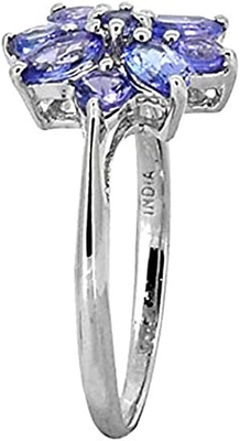 0,25 Karaat Tanzanite met Sterling Silver Ring Jewelry met Wit Diamond Accent
