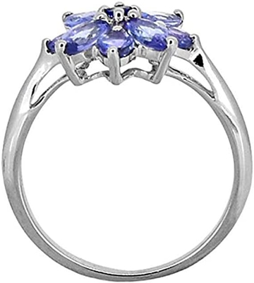 0,25 Karaat Tanzanite met Sterling Silver Ring Jewelry met Wit Diamond Accent