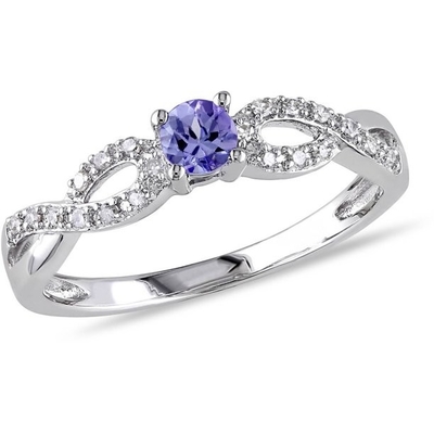 1,5 van de Overeenkomstenring in 18K van Karaat Natuurlijk Tanzanite het Witgoudplateren over Zilver