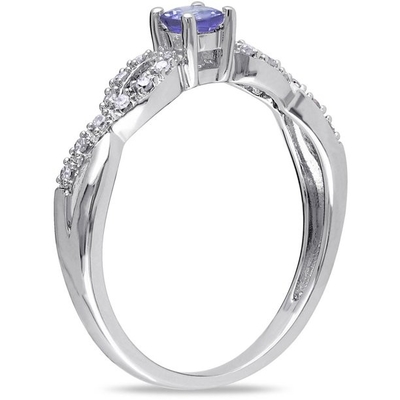 1,5 van de Overeenkomstenring in 18K van Karaat Natuurlijk Tanzanite het Witgoudplateren over Zilver