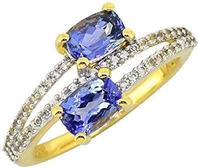 6.02 CTW het Natuurlijke Blauwe Stevige Witgoud van Tanzanite en van Diamond Ring 18K