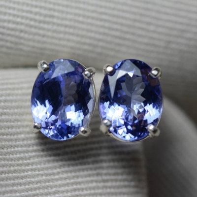 Drie Tanzanite In dozen gedaan Huwelijk Ring With White 925 Vastgesteld Sterling Silver