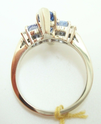 Drie Tanzanite In dozen gedaan Huwelijk Ring With White 925 Vastgesteld Sterling Silver