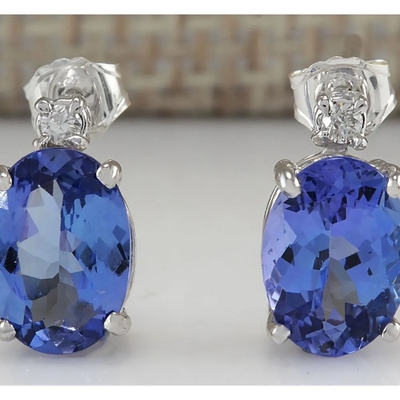 atural Tanzanite-de Halfedelsteenjuwelen Echte Zuivere Echte 925 Stevig Sterling Silver van de Oorringsklem