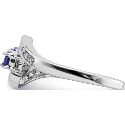 14k Ring van witgoud de Ovale Echte Natuurlijke Tanzanite met Diamanten