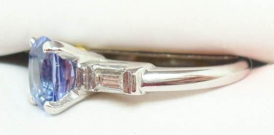 14k Ring van witgoud de Ovale Echte Natuurlijke Tanzanite met Diamanten