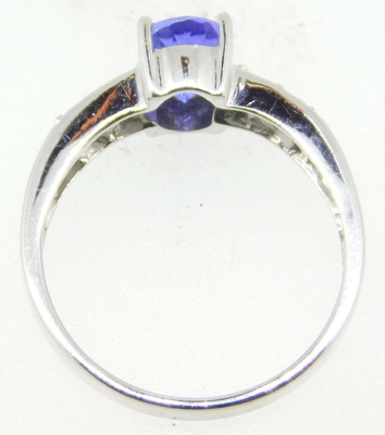 14k Ring van witgoud de Ovale Echte Natuurlijke Tanzanite met Diamanten
