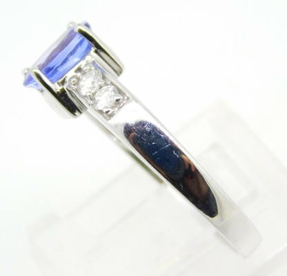 14k Ring van witgoud de Ovale Echte Natuurlijke Tanzanite met Diamanten