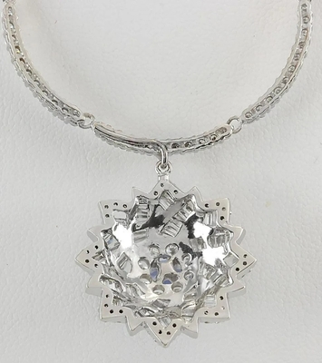 13.80 CTW het Natuurlijke Witgoud van Tanzanite en van Diamond Necklace In 14K