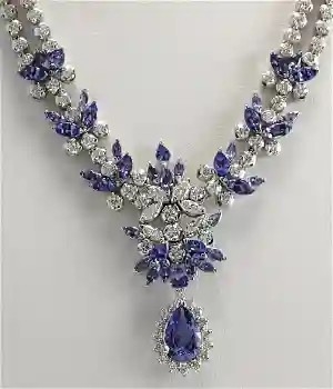 13.80 CTW het Natuurlijke Witgoud van Tanzanite en van Diamond Necklace In 14K
