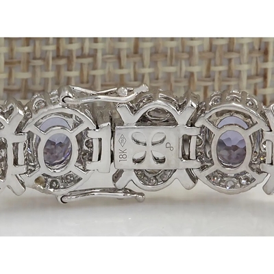 24.70 CTW het Natuurlijke Stevige Witgoud van Tanzanite en van Diamond Bracelet In 14K