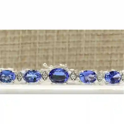 11.80 CTW het Natuurlijke Stevige Witgoud van Tanzanite en van Diamond Bracelet In 14k